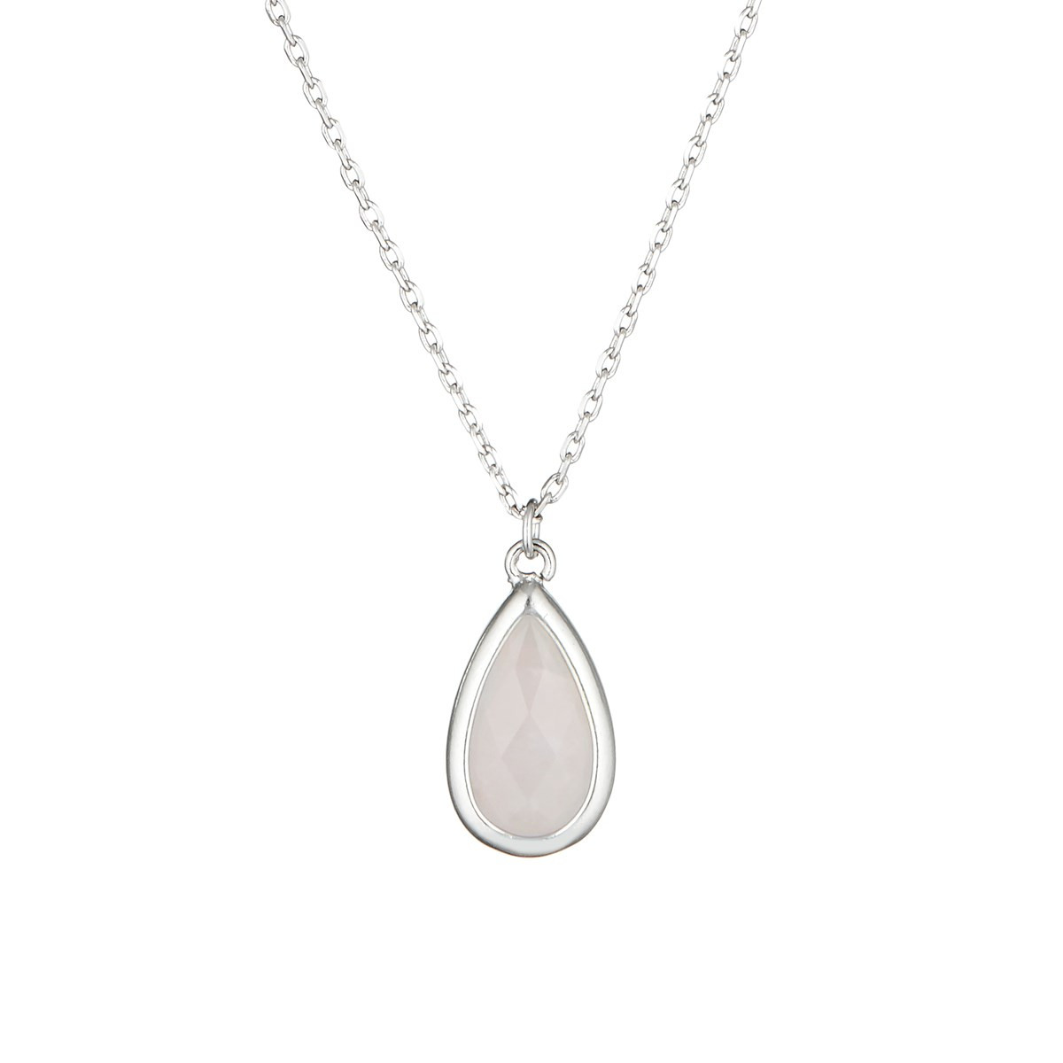 Collier laiton argenté monté d'un quartz rose " Lora " Collier "Ondine" Quartz rose Laiton