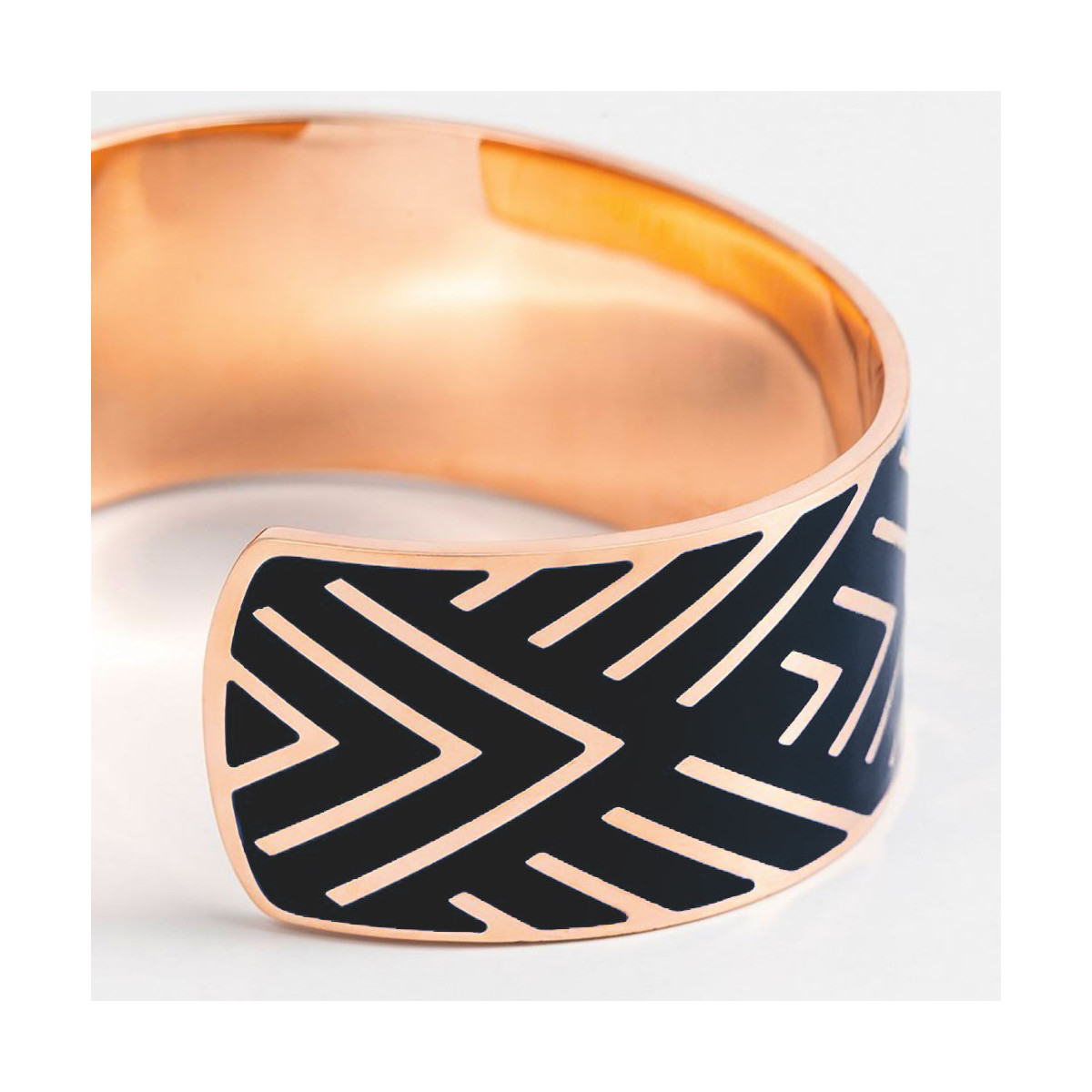 Bracelet Manchette HARMONIEA émail noir finition rosée