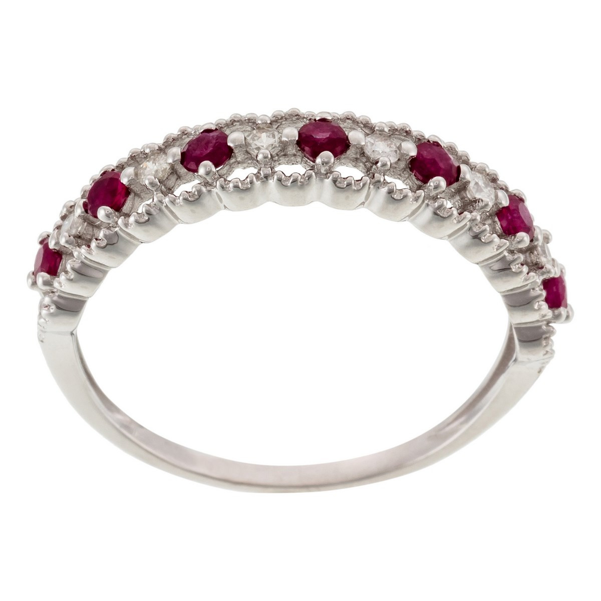 Bague Or Blanc ''KOH SAMUI'' D 0,09/6 & Rubis 0,39/7 Bague Or Blanc "KOH SAMUI" Diamants 0,09 carat et Rubis 0,39 carat