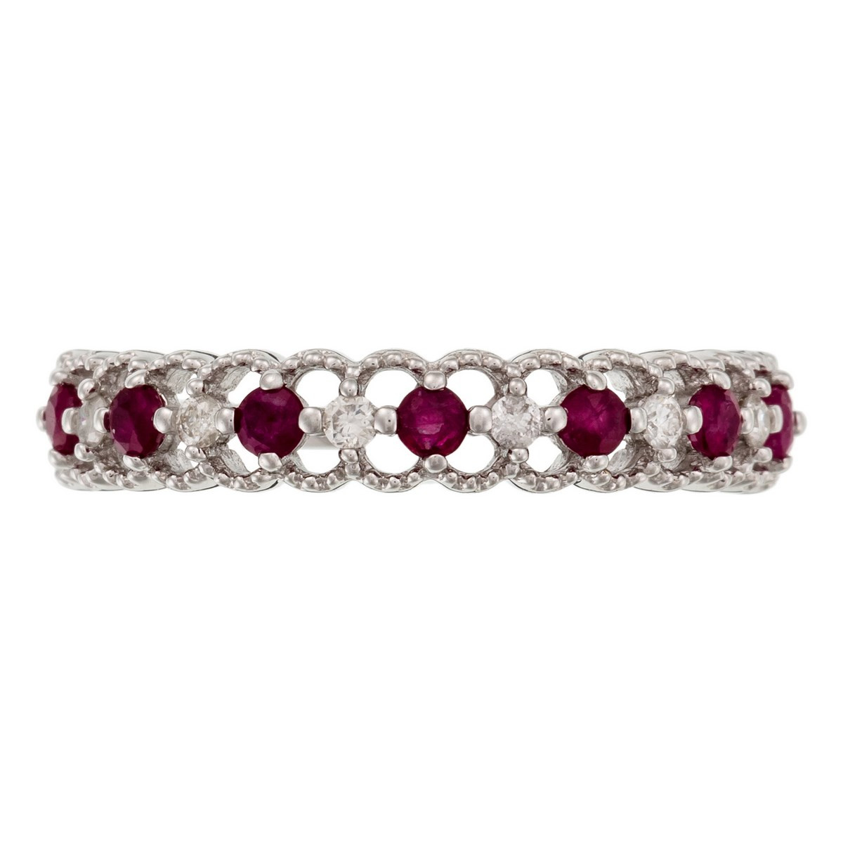 Bague Or Blanc ''KOH SAMUI'' D 0,09/6 & Rubis 0,39/7 Bague Or Blanc "KOH SAMUI" Diamants 0,09 carat et Rubis 0,39 carat