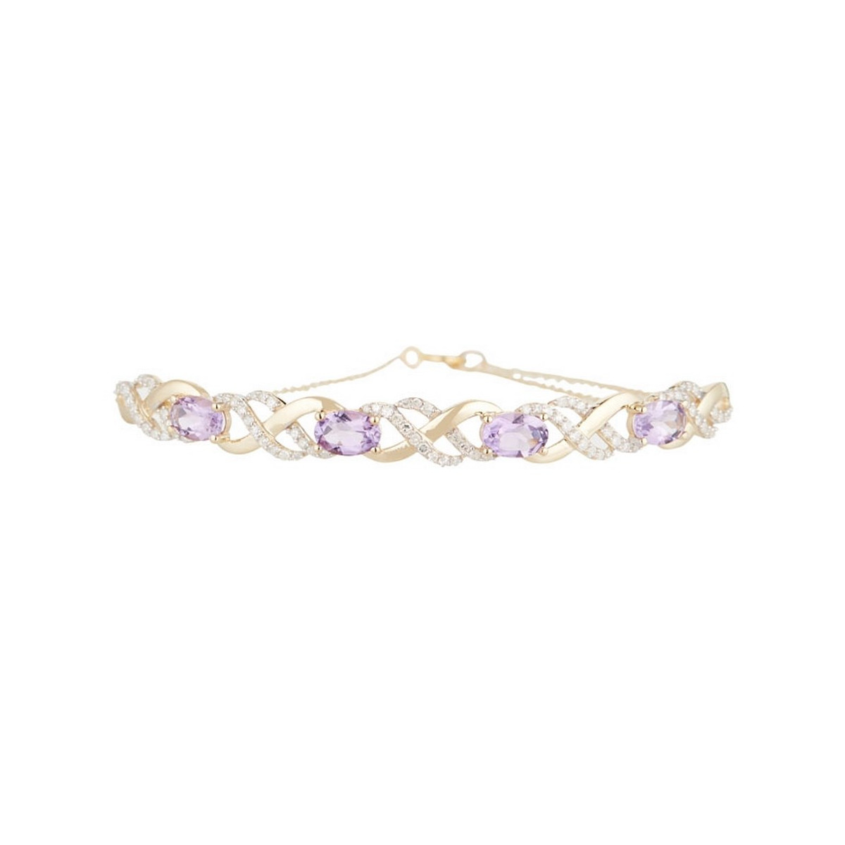 Bracelet Or Jaune ''LAUNCESTON'' Diamants 0,42/85 AM 2,8/4 Bracelet chaine Or Jaune "Launceston" Diamants 0,42 carat et Améthyste 2,8 carat