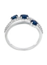 Bague Or Blanc 375 "TRIO DE SAPHIR" Saphirs 0.69 cts et Diamants 0.09 cts