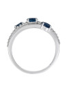 Bague Or Blanc 375 "TRIO DE SAPHIR" Saphirs 0.69 cts et Diamants 0.09 cts