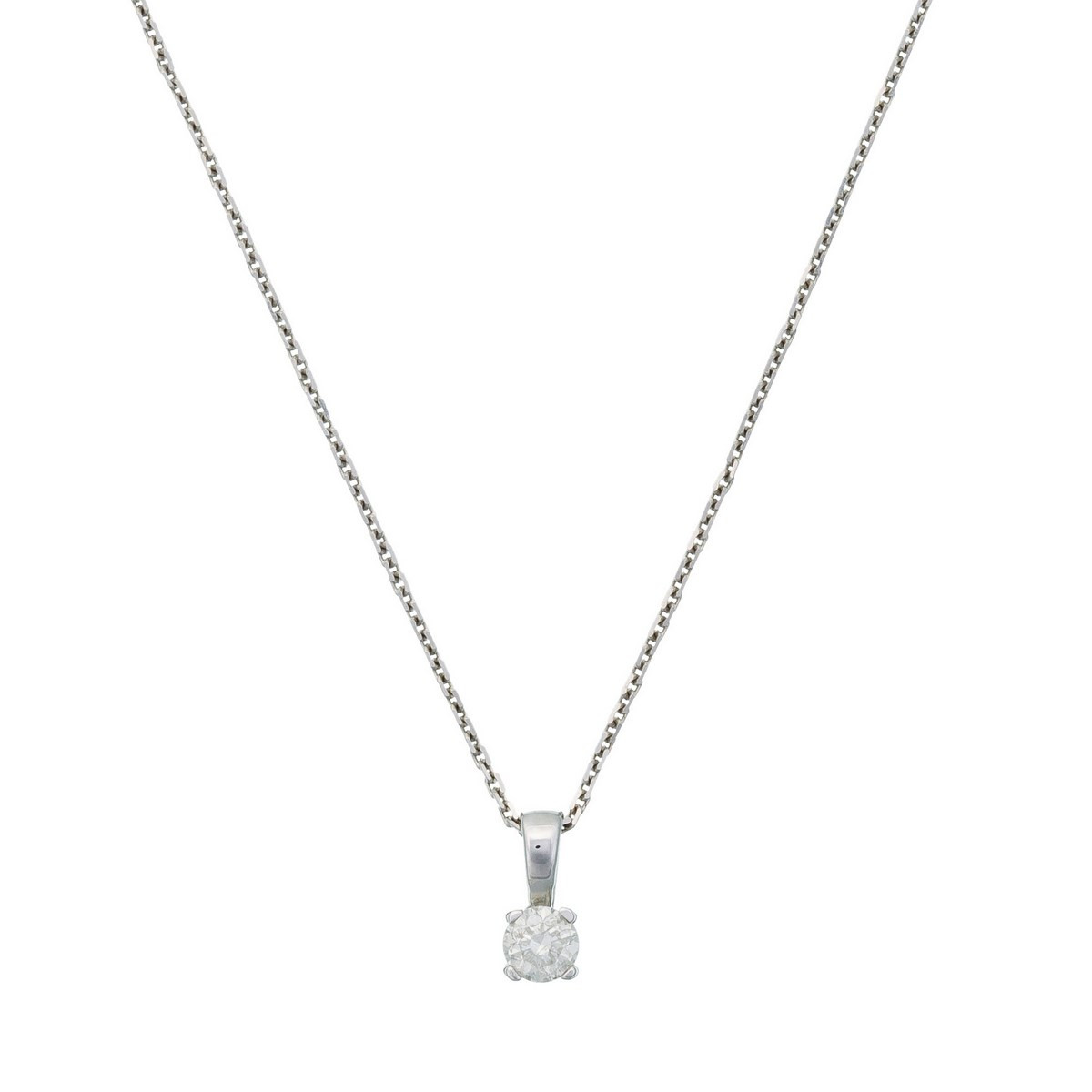 Pendentif Or Blanc et Diamants 0,10 carats "Brillant Luciana" + chaîne argent offerte Pendentif "Douceur Lumineuse" Or blanc et Diamant