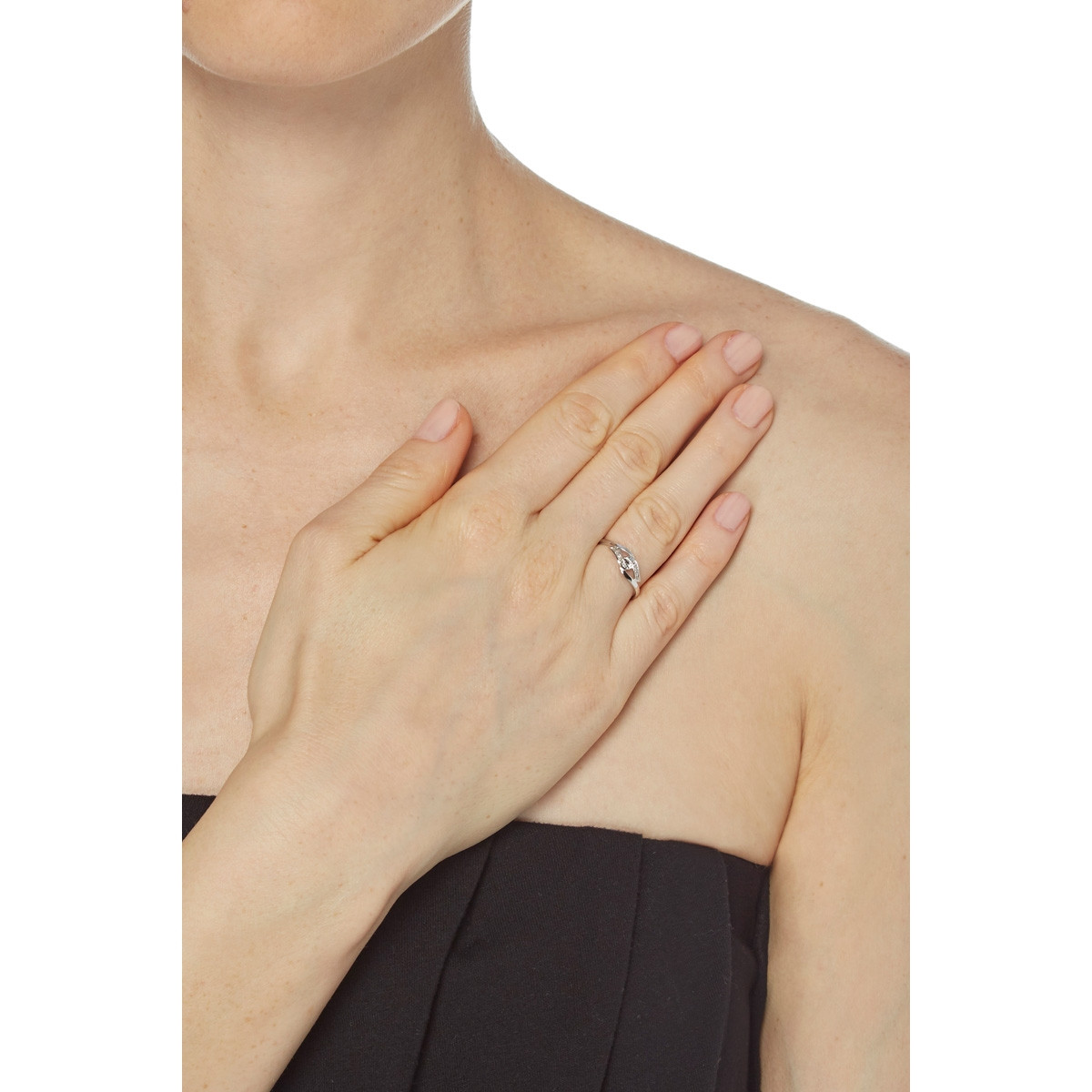 Bague Or Blanc 375 "MON CADEAU" Diamants 0.02 cts Bague Or Blanc 375 "MON CADEAU" Diamants 0,02 carat