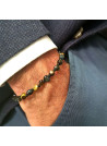 Bracelet Homme ajustable pierres multicolore noir "TIGER WAX"
