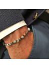 Bracelet Homme ajustable pierres multicolore gris "TIGER EYE"