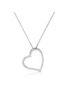 Pendentif Or Blanc et Diamant 0,15cts "Coeur Oriental" + chaîne argent offerte