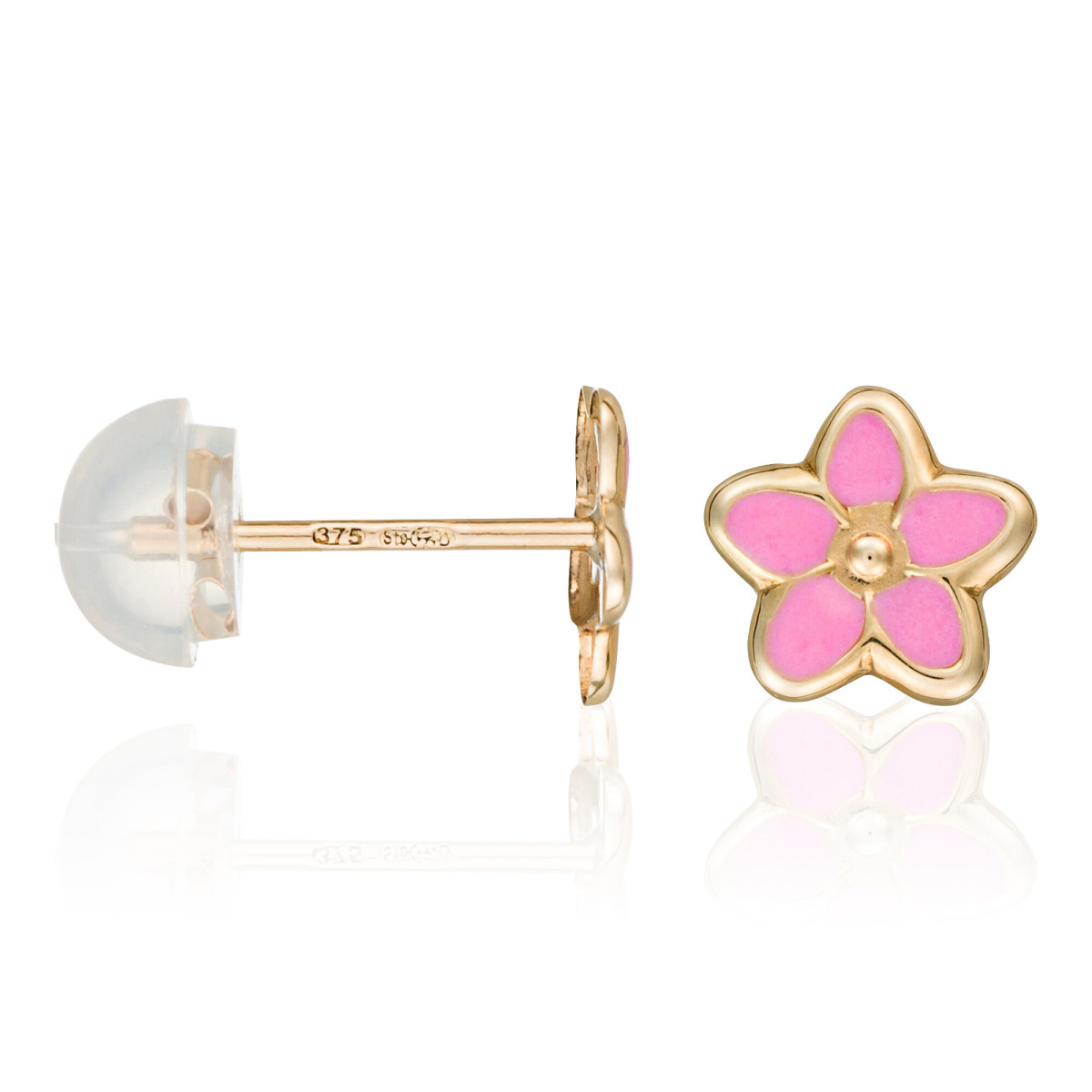 Boucles d'oreilles enfant "Jolies fleurs" Or Jaune 375/1000 Boucles d'oreilles "Flamant" Or jaune