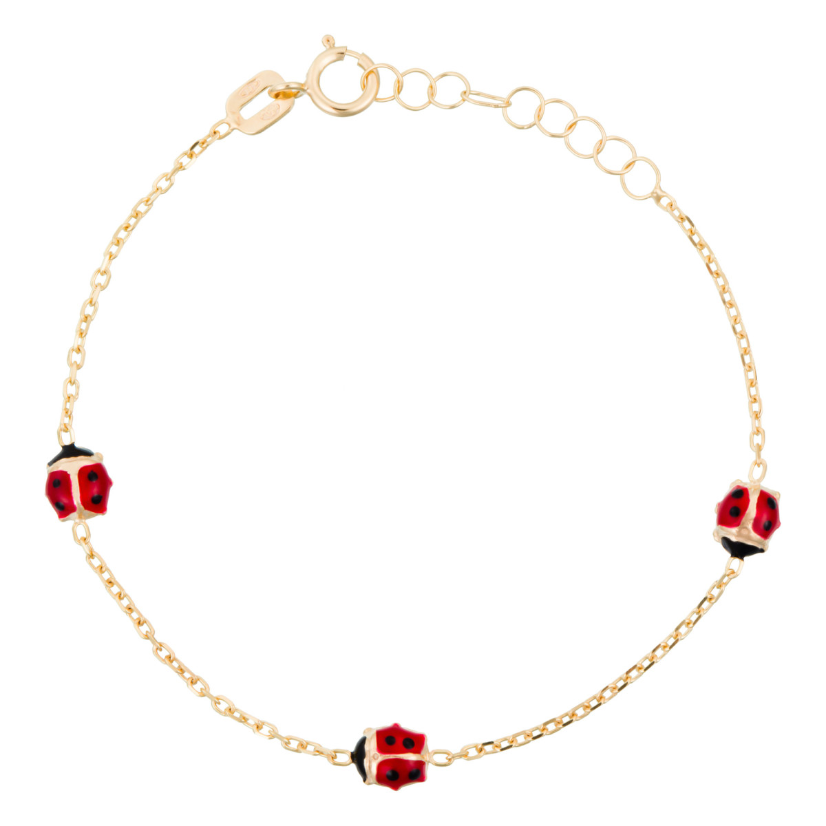 Bracelet enfant "3 Coccinelles" Or Jaune