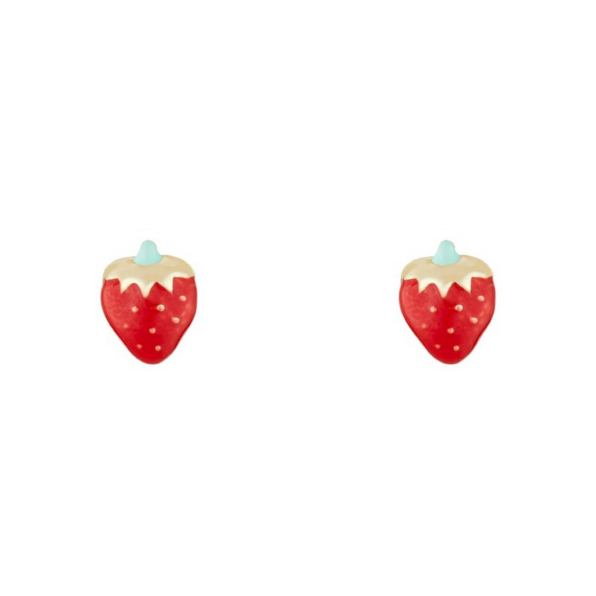 Boucles d'oreilles or jaune enfant "JOLIE FRAISE" Boucles d'oreilles "Petite Fraise" Or Jaune