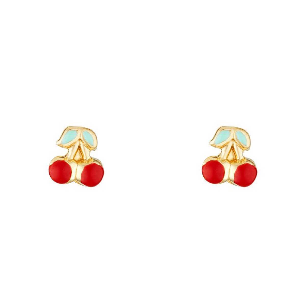 Boucles d'oreilles or jaune enfant "CERISETTE" Boucles d'oreilles "Belles Cerises" Or jaune