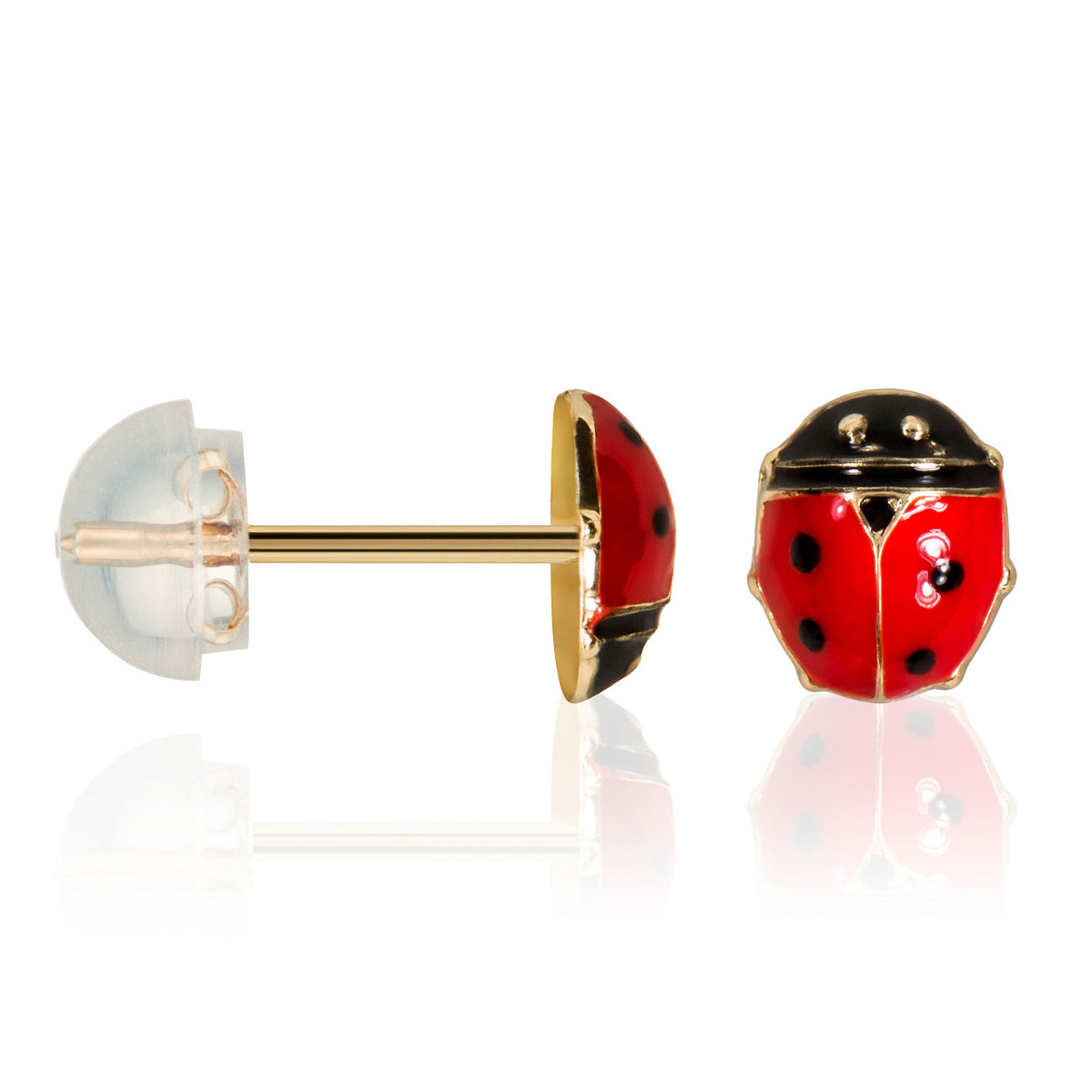 Boucles d'oreilles or jaune enfant "HAPPY COCCINELLE" Boucles d'oreilles enfant "Happy Coccinelle" Or Jaune