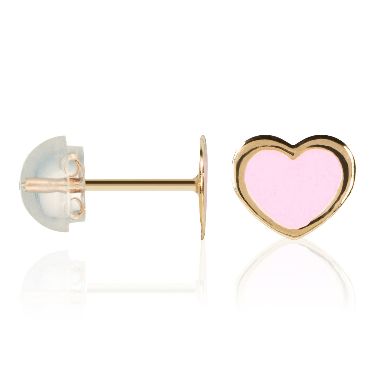 Boucles d'oreilles or jaune enfant "CŒUR ROSE" Boucles d'oreilles "Intemporalité" Or jaune