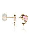 Boucles d'oreilles or jaune enfant "MAMAN DAUPHIN"