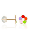 Boucles d'oreilles or jaune enfant "MARGUERITE MULTICOLORE"