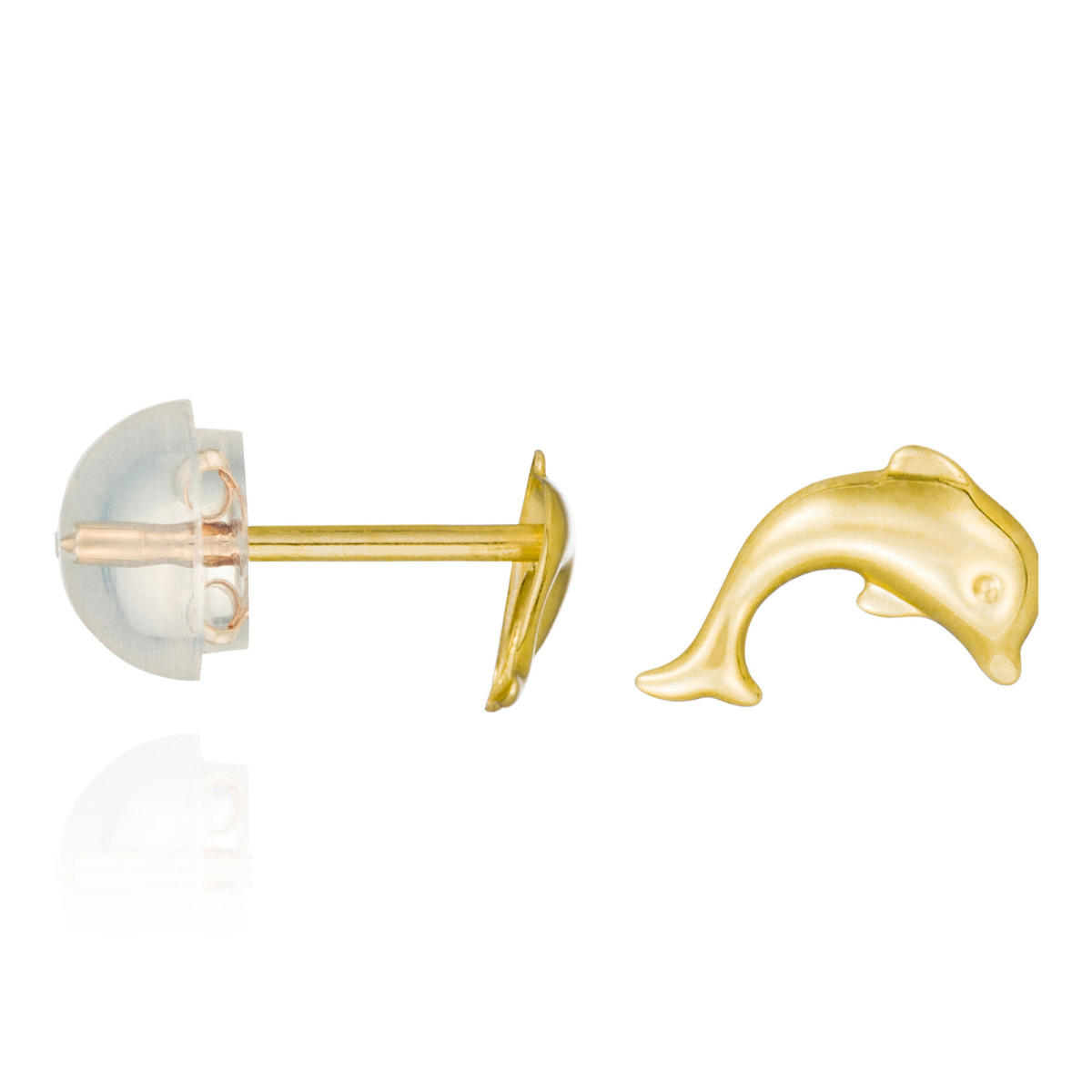 Boucles d'oreilles or jaune enfant "JOYEUX DAUPHIN" Boucles d'oreilles "Petit Dauphin" Or jaune