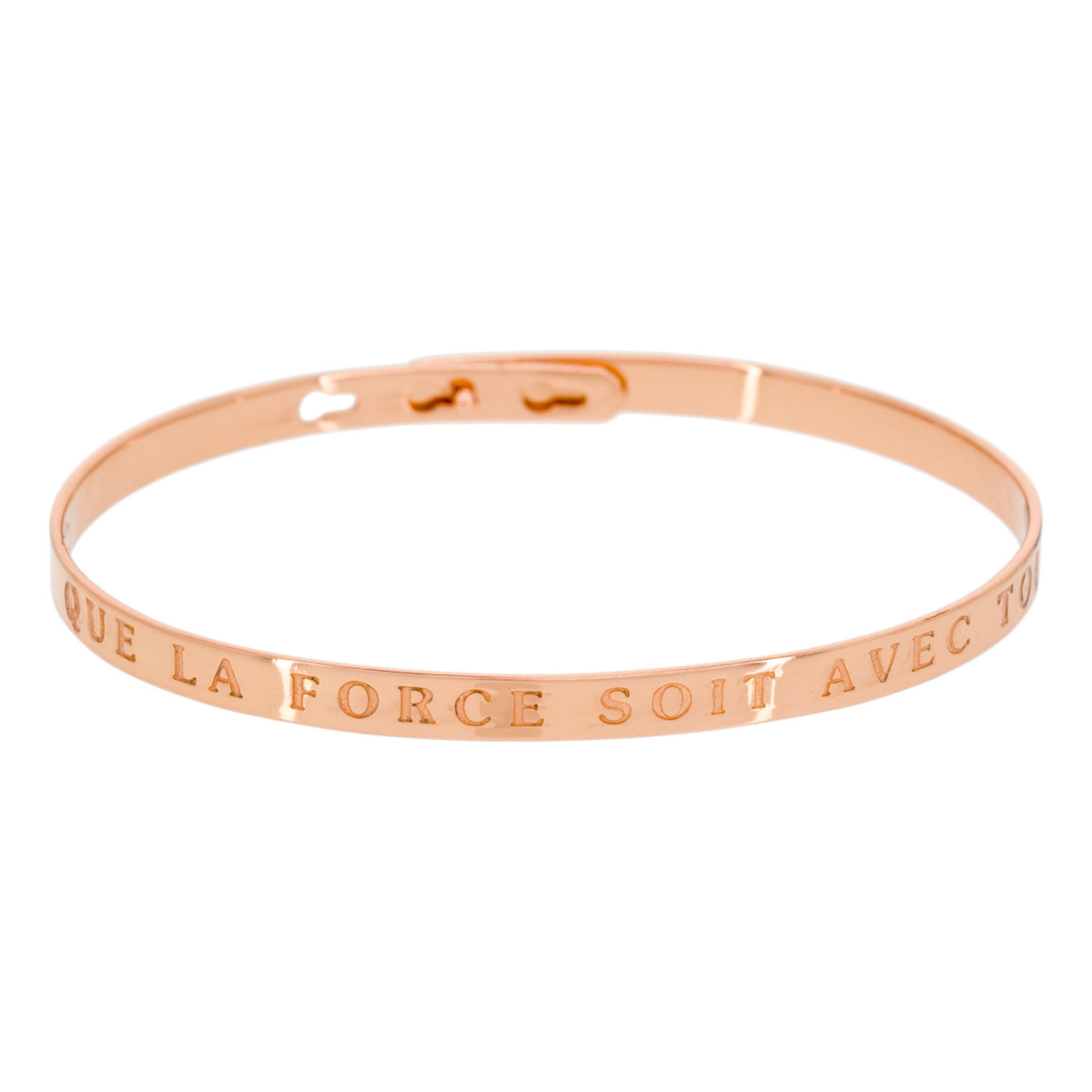"QUE LA FORCE SOIT AVEC TOI" bracelet jonc rosé à message