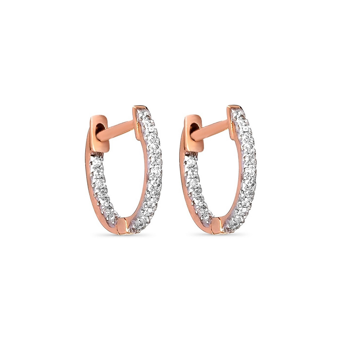 Boucles d'oreilles Or Rose et Diamants 0,08 carats "Perfect créoles" Boucles d'oreilles "Ma Chérie" Or rose et Diamant
