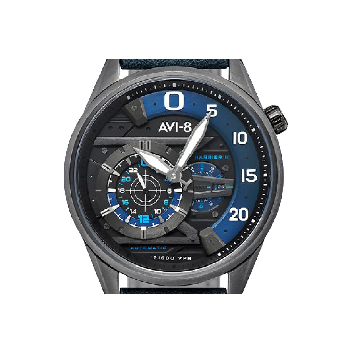 Montre Homme AVI-8 HAWKER HARRIER II Automatique Cadran bleu Bracelet cuir bleu Montre Homme AVI-8 Hawker Harrier II Automatique - AV-4070-02