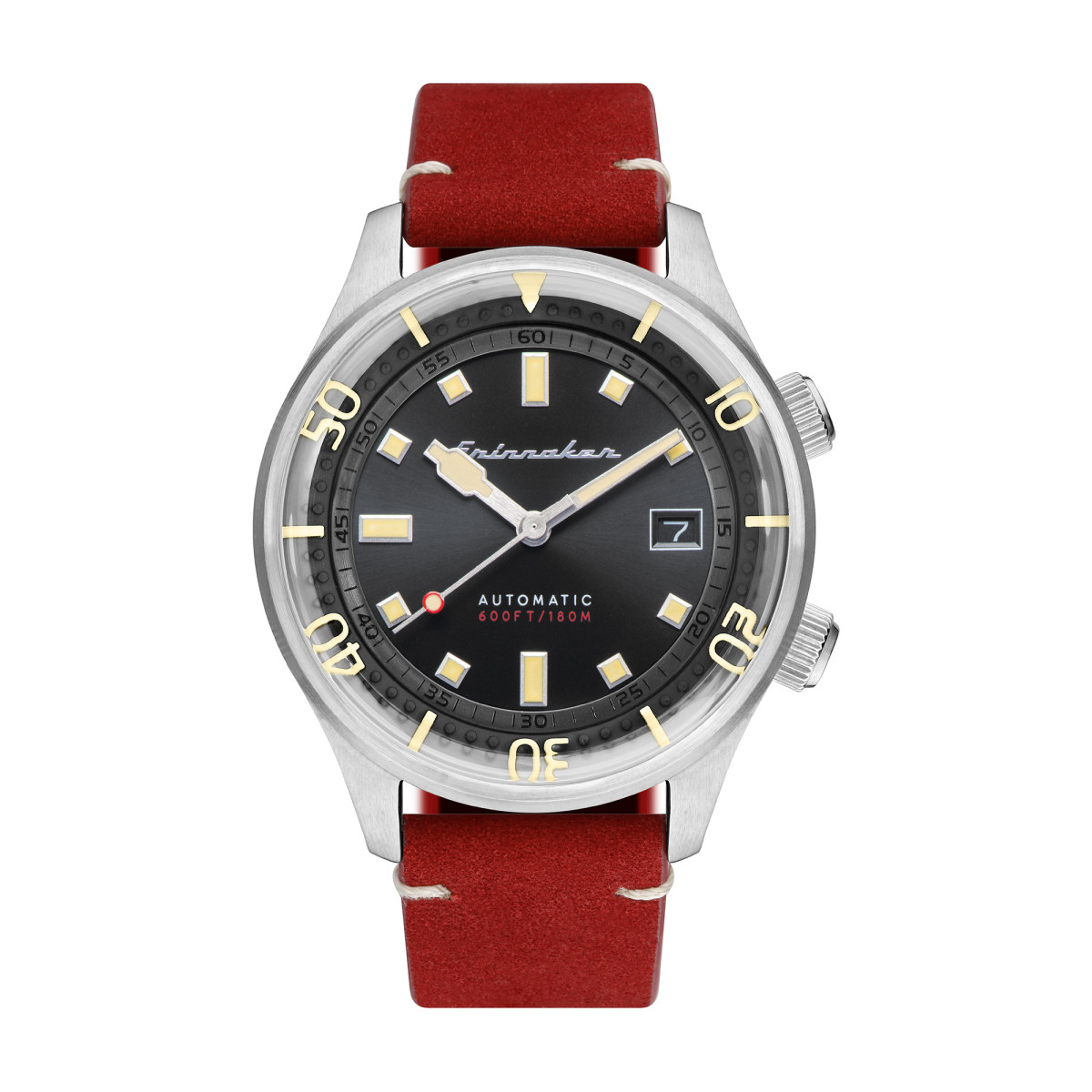 Montre Homme Spinnaker BRADNER Automatique Cadran noir Bracelet cuir rouge Montre Homme Spinnaker BRADNER Automatique Cadran noir Bracelet cuir rouge