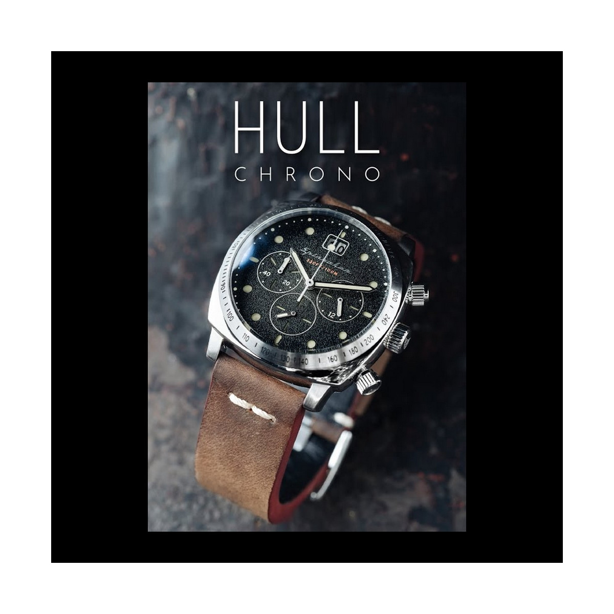 Montre Homme Spinnaker HULL Chronographe Cadran noir Bracelet cuir marron Montre Homme Spinnaker HULL Chronographe Cadran noir Bracelet cuir marron