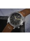 Montre Homme Spinnaker HULL Chronographe Cadran noir Bracelet cuir marron