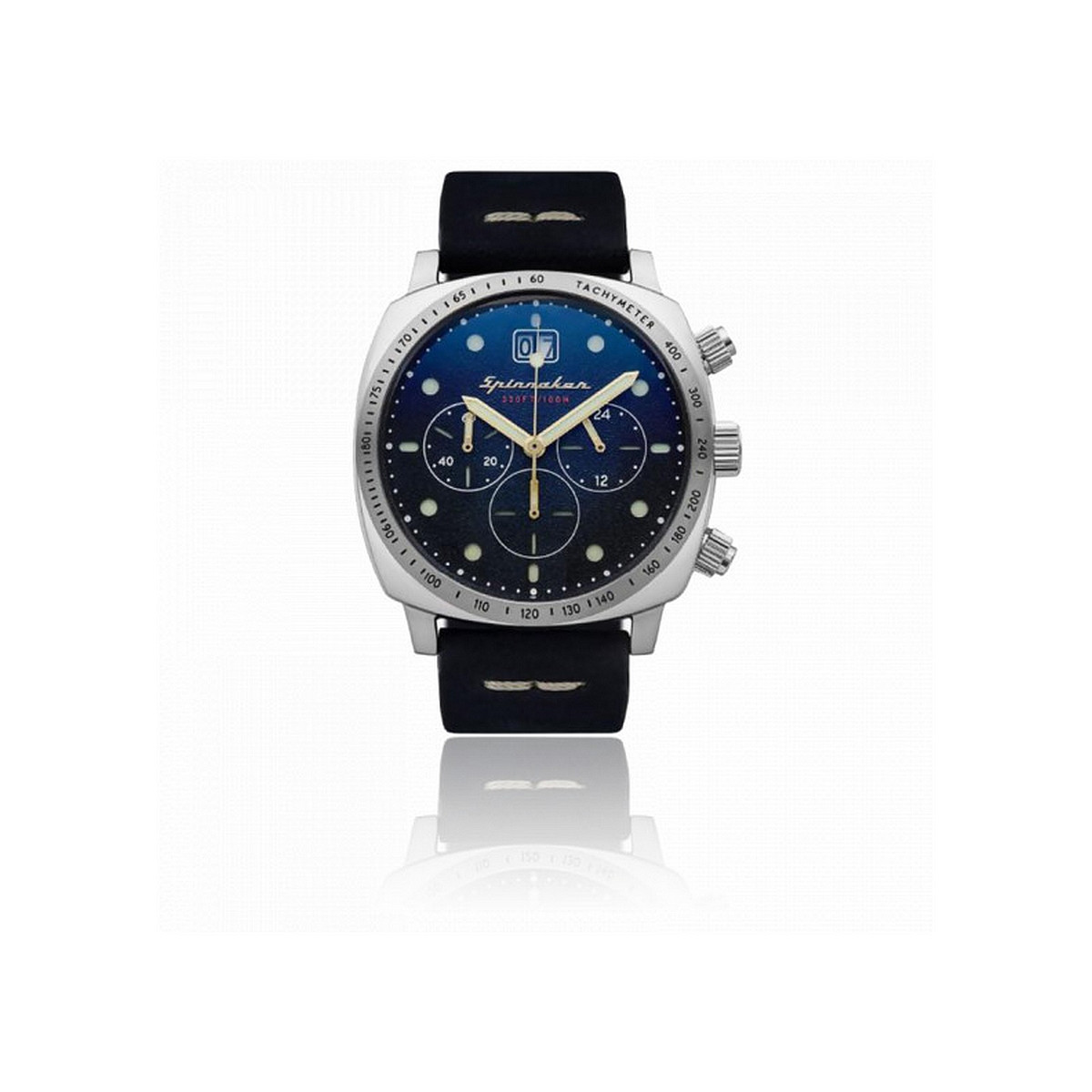 Montre Homme Spinnaker HULL Chronographe Cadran bleu Bracelet cuir bleu