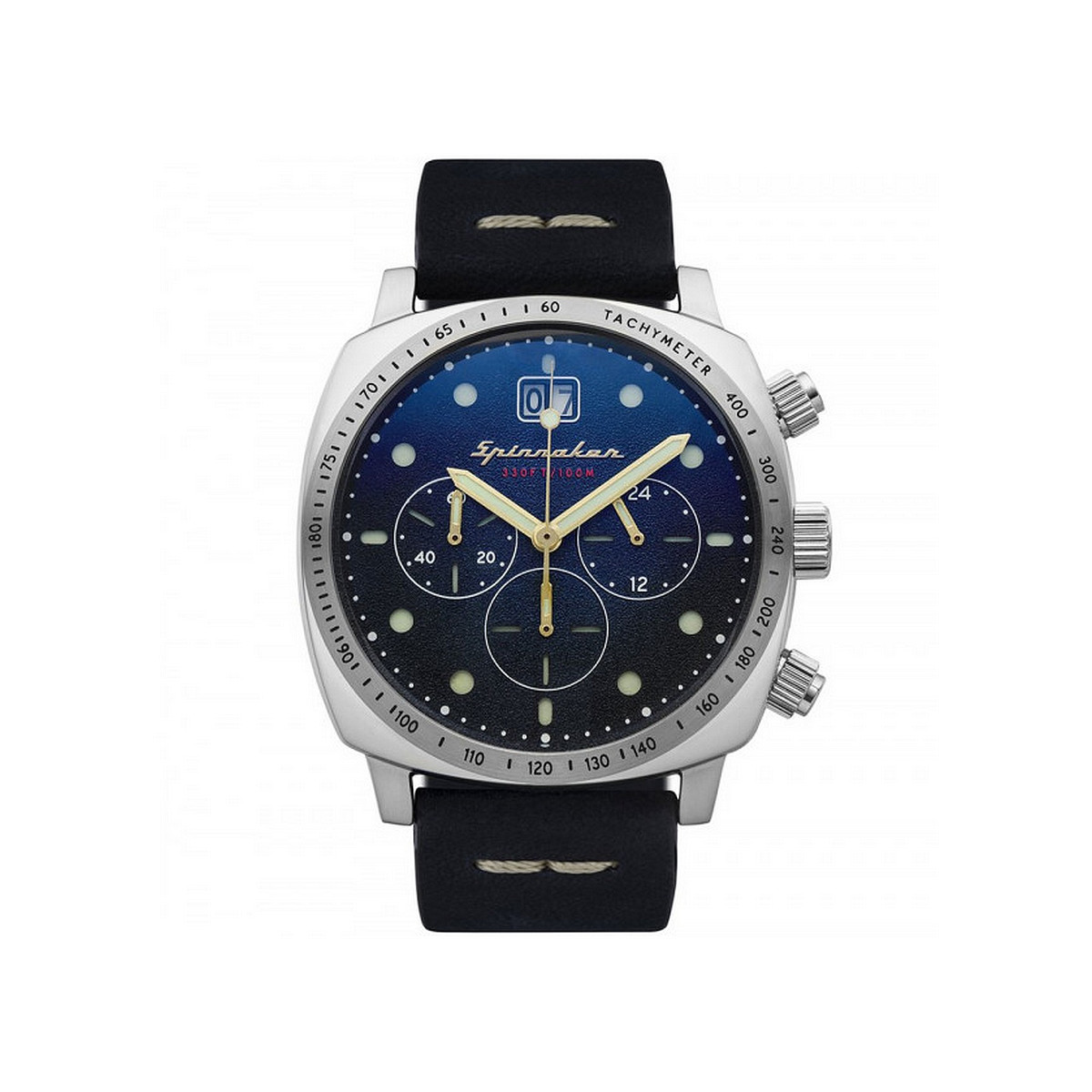 Montre Homme Spinnaker HULL Chronographe Cadran bleu Bracelet cuir bleu