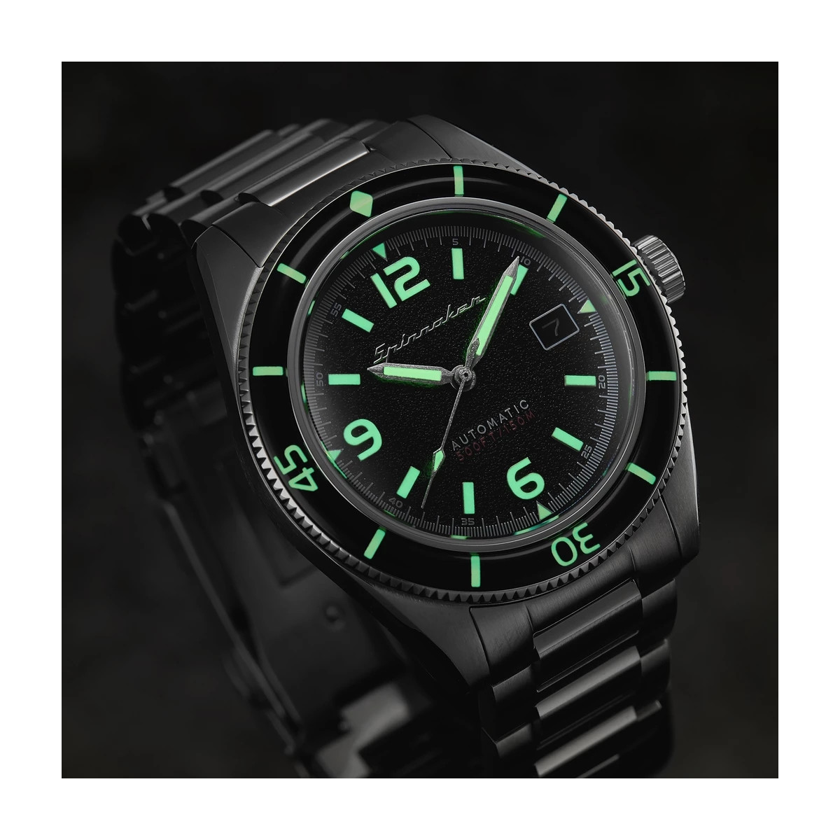Montre Homme Spinnaker FLEUSS Automatique Cadran noir Bracelet acier Montre Homme Spinnaker FLEUSS en acier argenté et cadran noir