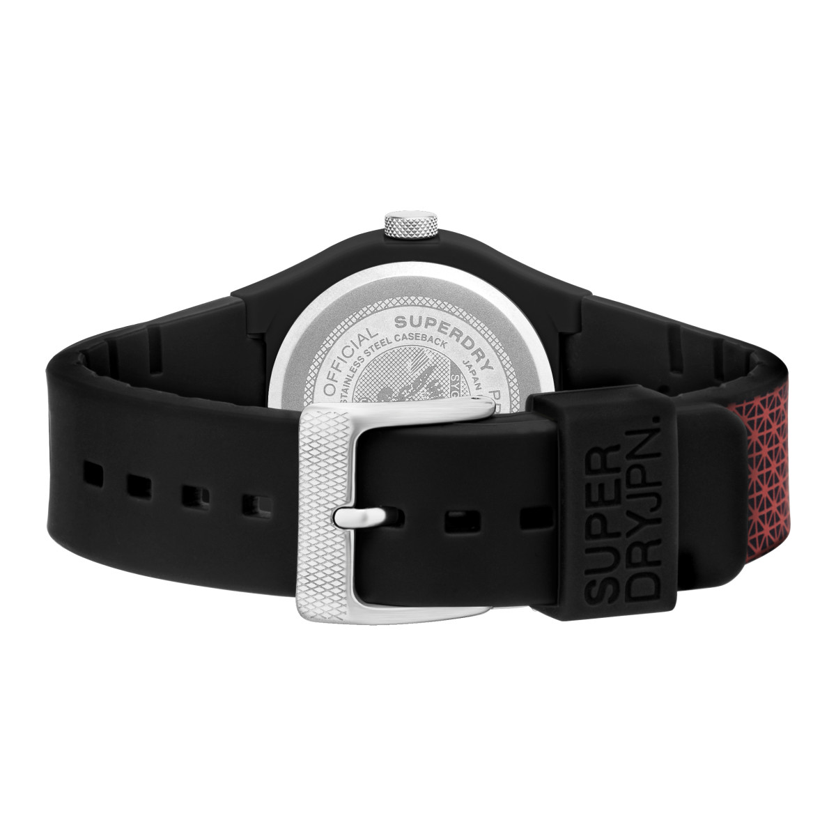 Montre mixte Superdry URBAN GEO SPORT Analogique Cadran noir et rouge Bracelet silicone noir et rouge