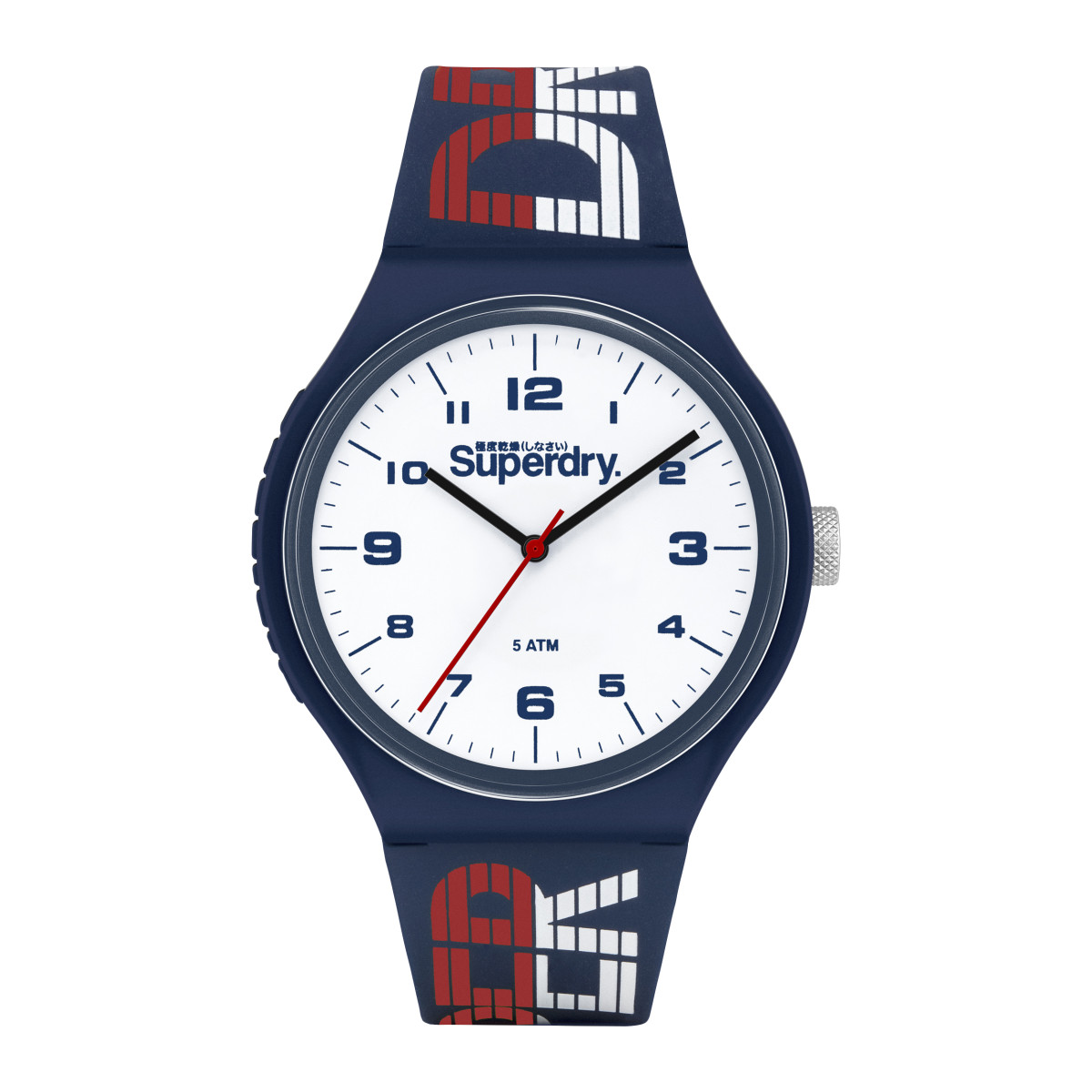 Montre Homme Superdry URBAN XL RACING Analogique Cadran blanc Bracelet silicone bleu