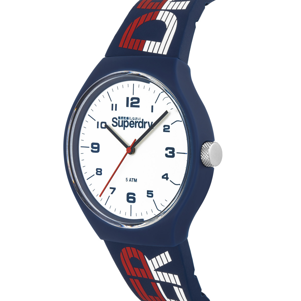 Montre Homme Superdry URBAN XL RACING Analogique Cadran blanc Bracelet silicone bleu