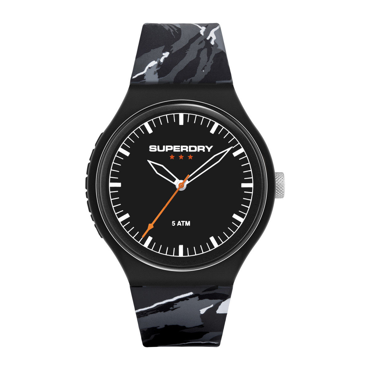 Montre Homme Superdry URBAN XL CAMO POP Analogique Cadran noir Bracelet silicone motifs gris Montre Homme Superdry URBAN XL CAMO POP Analogique Cadran noir Bracelet silicone motifs gris