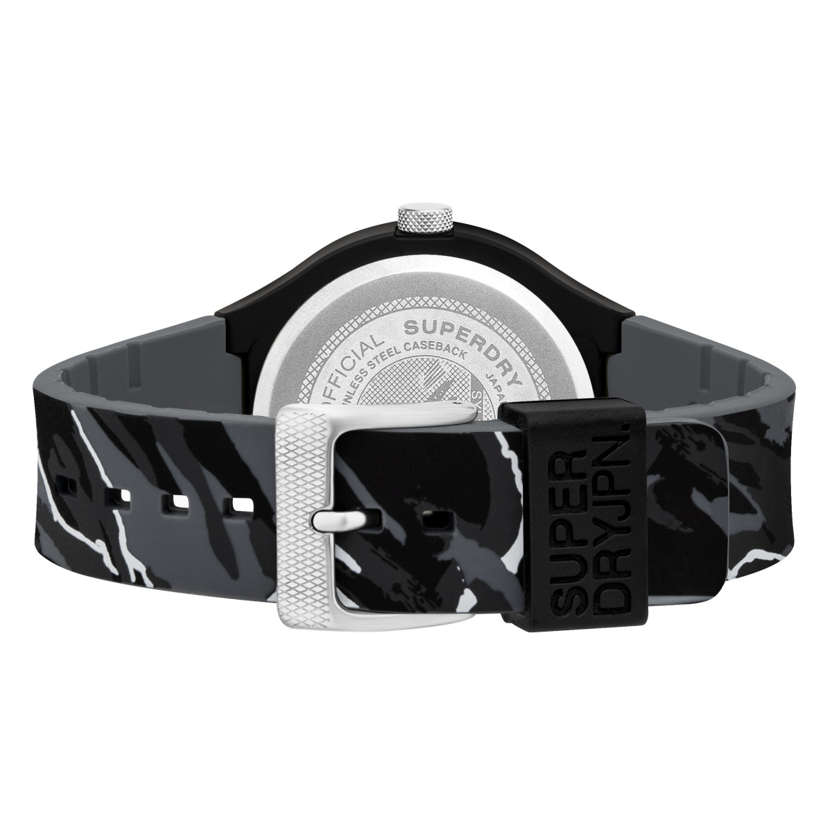 Montre Homme Superdry URBAN XL CAMO POP Analogique Cadran noir Bracelet silicone motifs gris