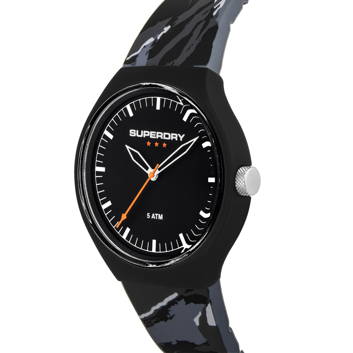 Montre Homme Superdry URBAN XL CAMO POP Analogique Cadran noir Bracelet silicone motifs gris