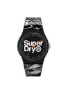 Montre Unisexe Superdry URBAN ETCH Analogique Cadran noir Bracelet silicone motifs noir