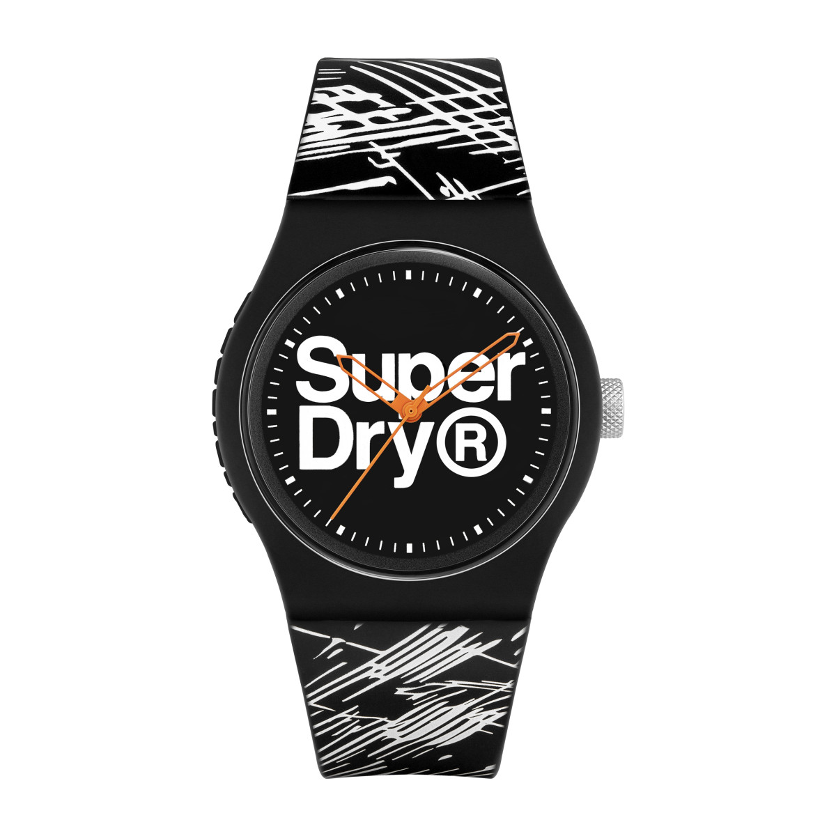 Montre mixte Superdry URBAN ETCH en silicone noir à motifs