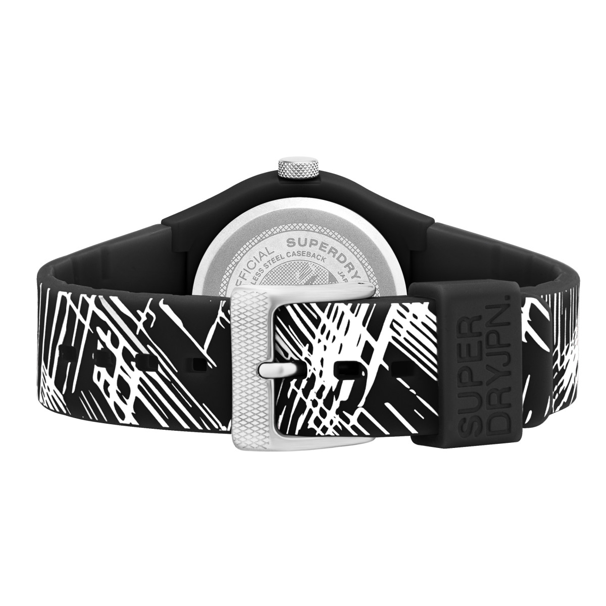 Montre mixte Superdry URBAN ETCH en silicone noir à motifs