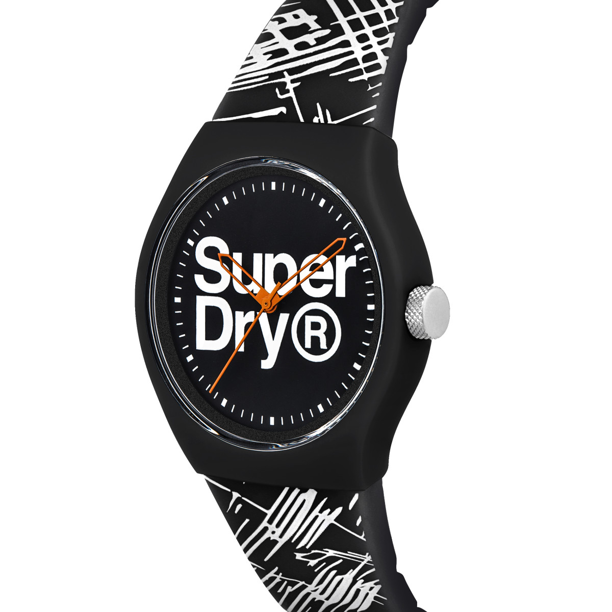 Montre mixte Superdry URBAN ETCH en silicone noir à motifs