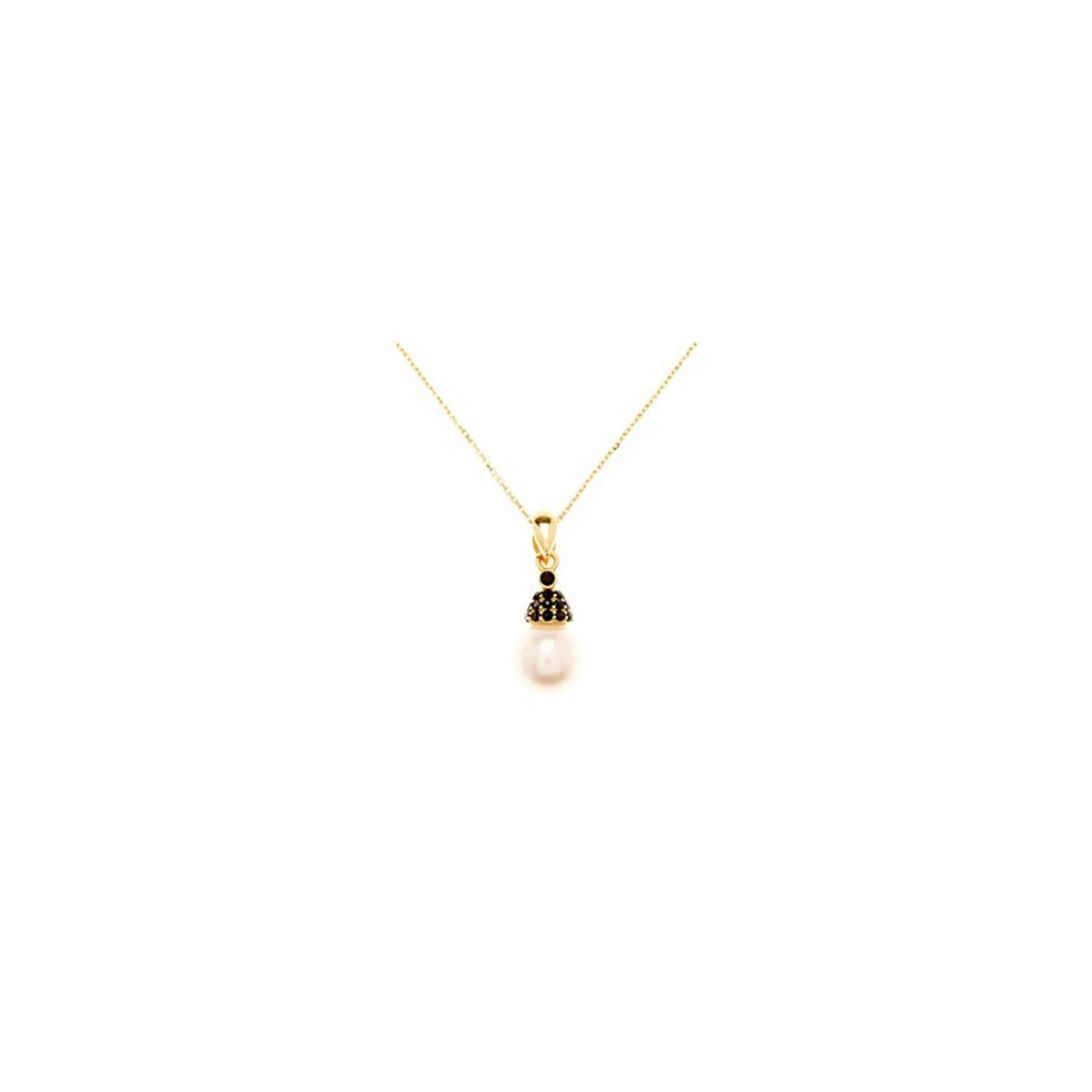 Pendentif vermeil, oxydes de zirconium et perle de culture Blanche "Jolie Perle" + chaîne vermeil offerte