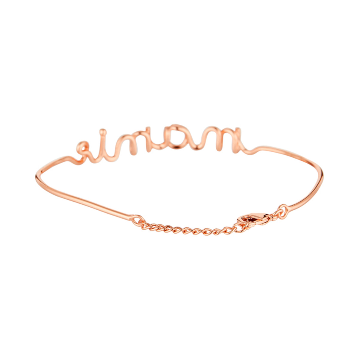 Bracelet à message en fil lettering doré Maman