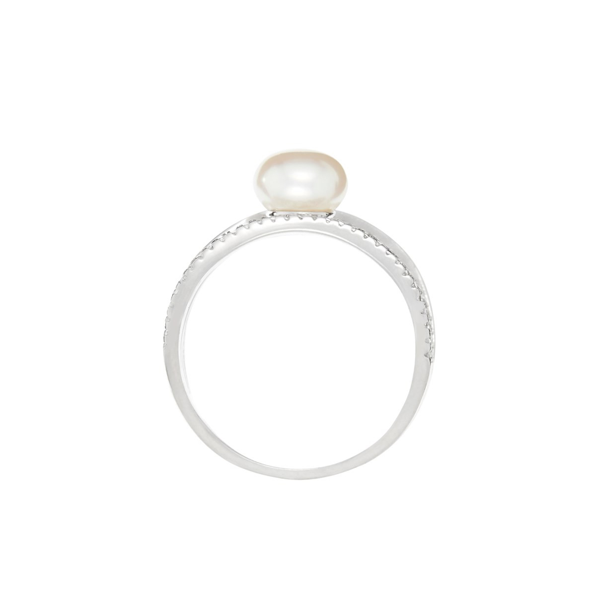 Bague "Entrelacs Perlés" Argent 925/1000 Bague argent, oxydes de zirconium et perle de culture blanche "Entrelacs Perlés"