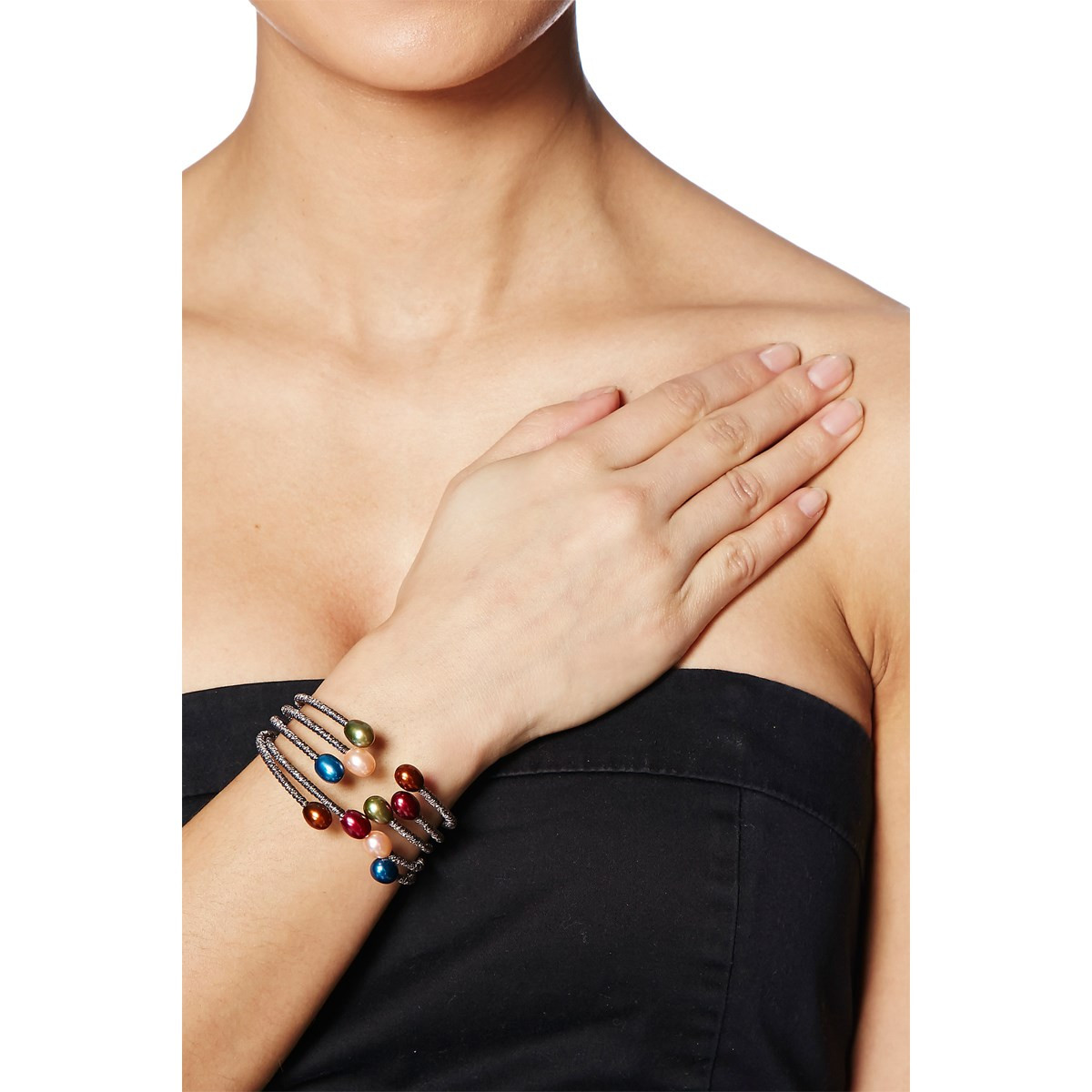 Bracelet "Perlitas Multicolore" Perles Cuivres,Vertes, Bleues et Or sur cordon g Bracelet perles multicolores sur cordon "Perlitas Multicolore"