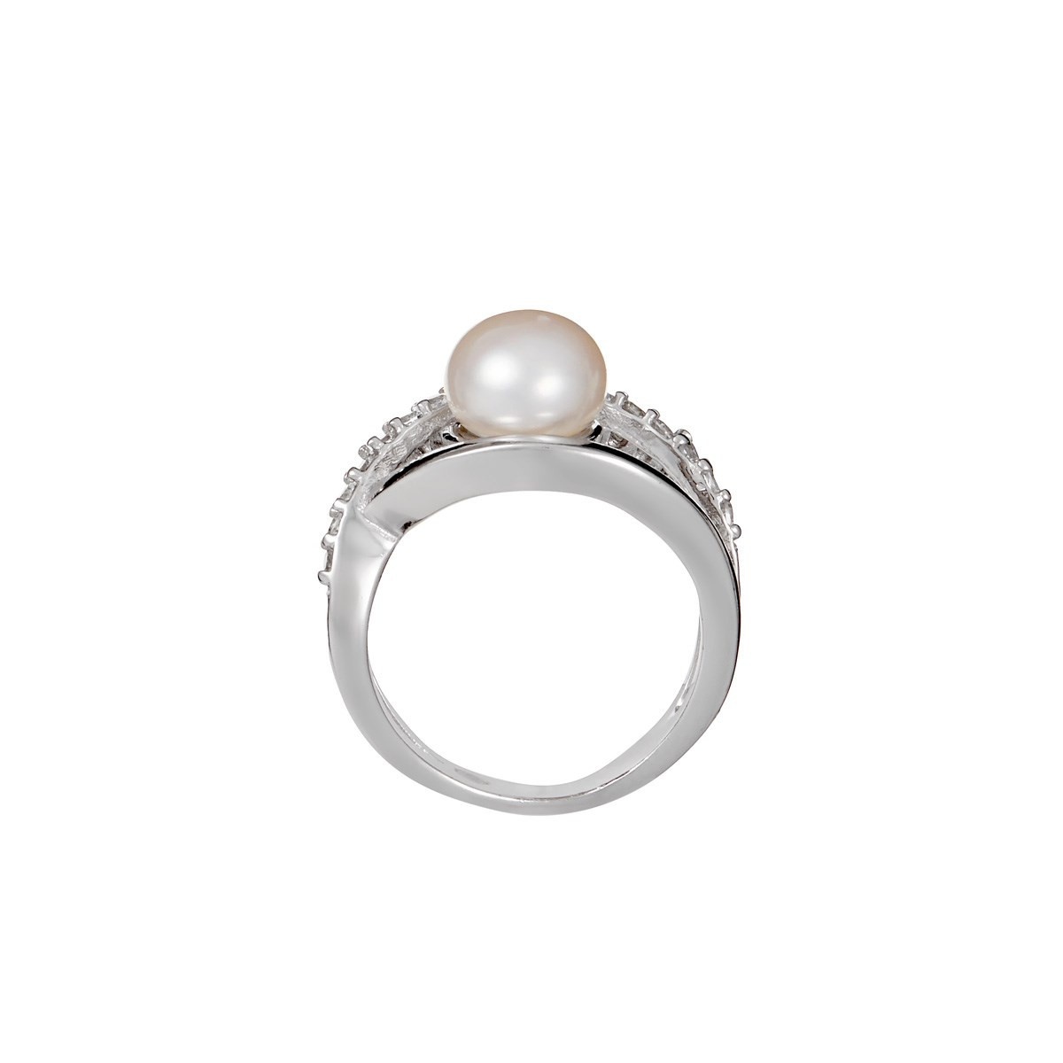 Bague "Douceur de perle" Argent 925/1000 Bague argent, oxydes de zirco et perle de culture blanche "Douceur de perle"