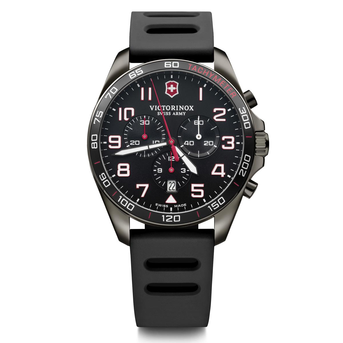 Montre Homme Victorinox FIELDFORCE Sport Chrono, cadran noir, bracelet caoutchouc noir - 42 mm Montre Homme Victorinox FIELDFORCE Sport Chrono, cadran noir, bracelet caoutchouc noir - 42 mm