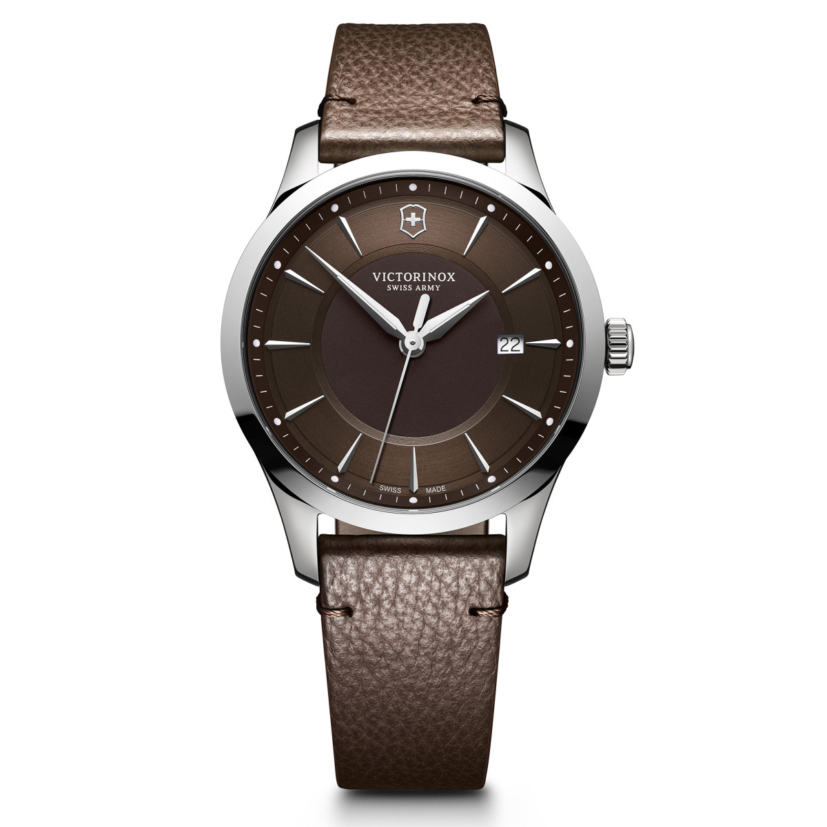 Montre Homme Victorinox ALLIANCE Large 40, brown dial, brown leather strap - 40mm Montre Homme Victorinox ALLIANCE Large, cadran marron, bracelet cuir marron - 40mm