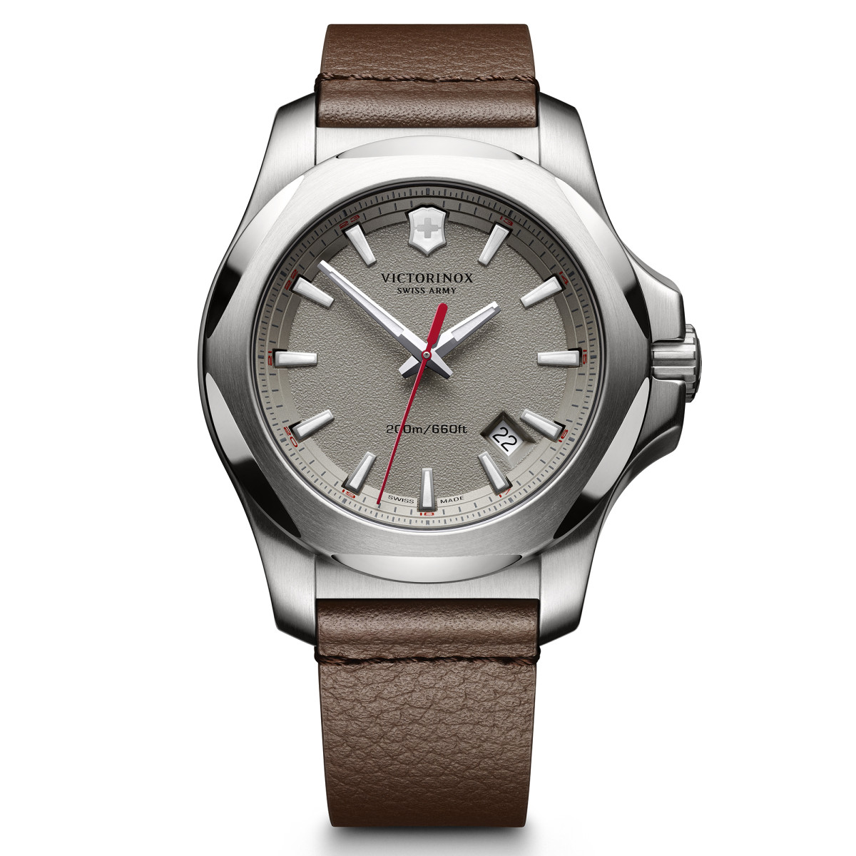 Montre Homme Victorinox I.N.O.X. Grey dial, Grey dial, brown leather strap - 43 mm Montre Homme Victorinox I.N.O.X. cadran gris, bracelet cuir marron - 43 mm