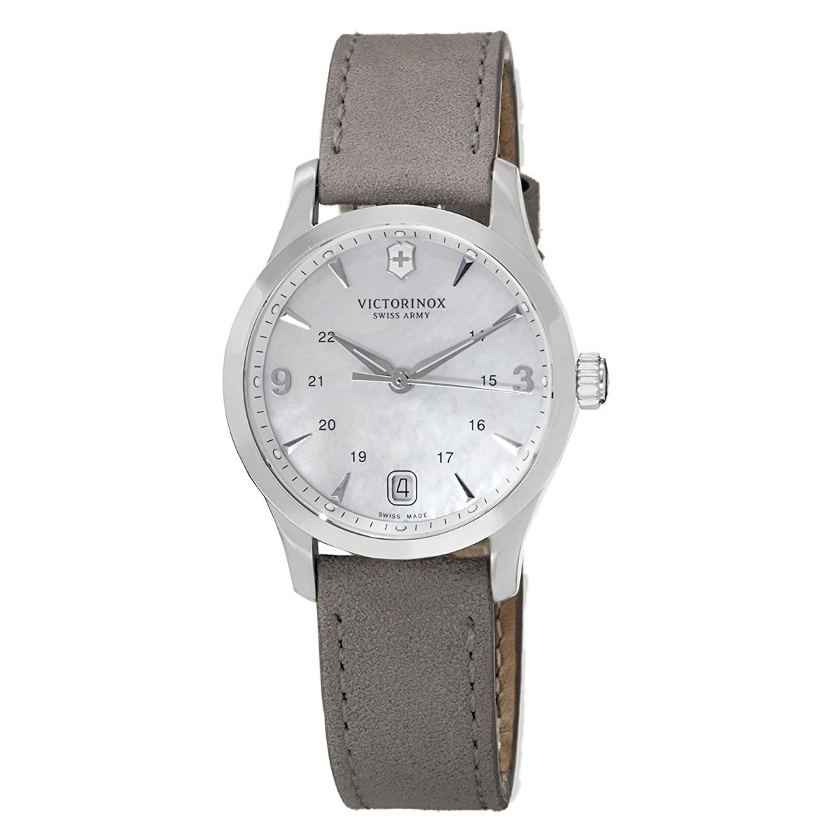 Montre Femme Victorinox ALLIANCE small, cadran gris, bracelet cuir gris - 30mm