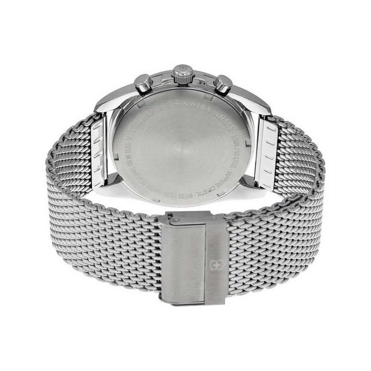 Montre Homme Victorinox INFANTRY, chronograph, dark grey dial mesh bracelet - 40 mm Montre Homme Victorinox INFANTRY chronographe, cadran gris foncé et bracelet maille milanaise - 40 mm